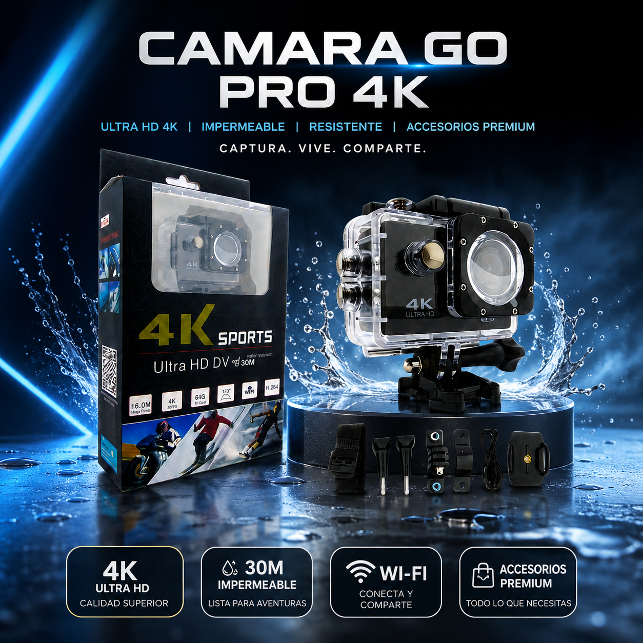CÁMARA GOPRO 4K + FUNDA ULTRARRESISTENTE DE REGALO